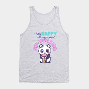 Happy Sip-tuation Boba Tea with Panda bear Tank Top